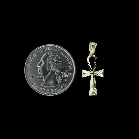 10K Real Gold Rope Chain and Ankh Cross Pendant Set - Picture 4 of 9